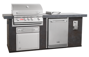 Bull ODK Prefabricated BBQ Outdoor Kitchen - Bull Angus Standard Solid Gres With SIde Burner 243cm x 79cm