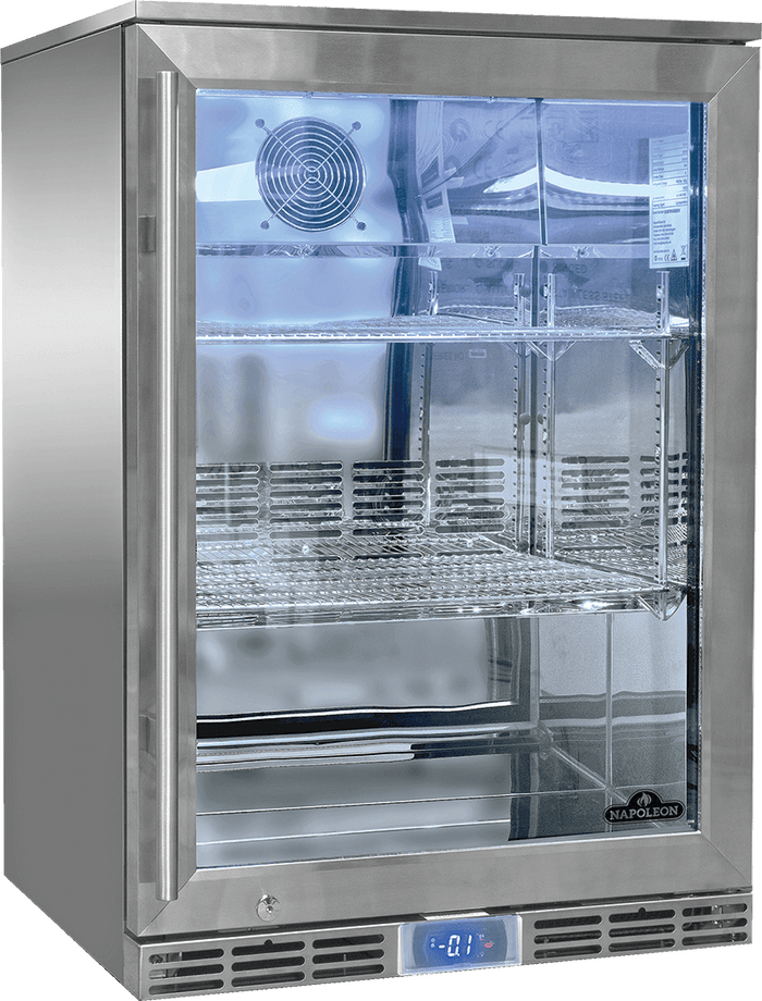 Napoleon Outdoor Single Fridge with Glass Doors and internal lights  - NFR135OLGL-GB
