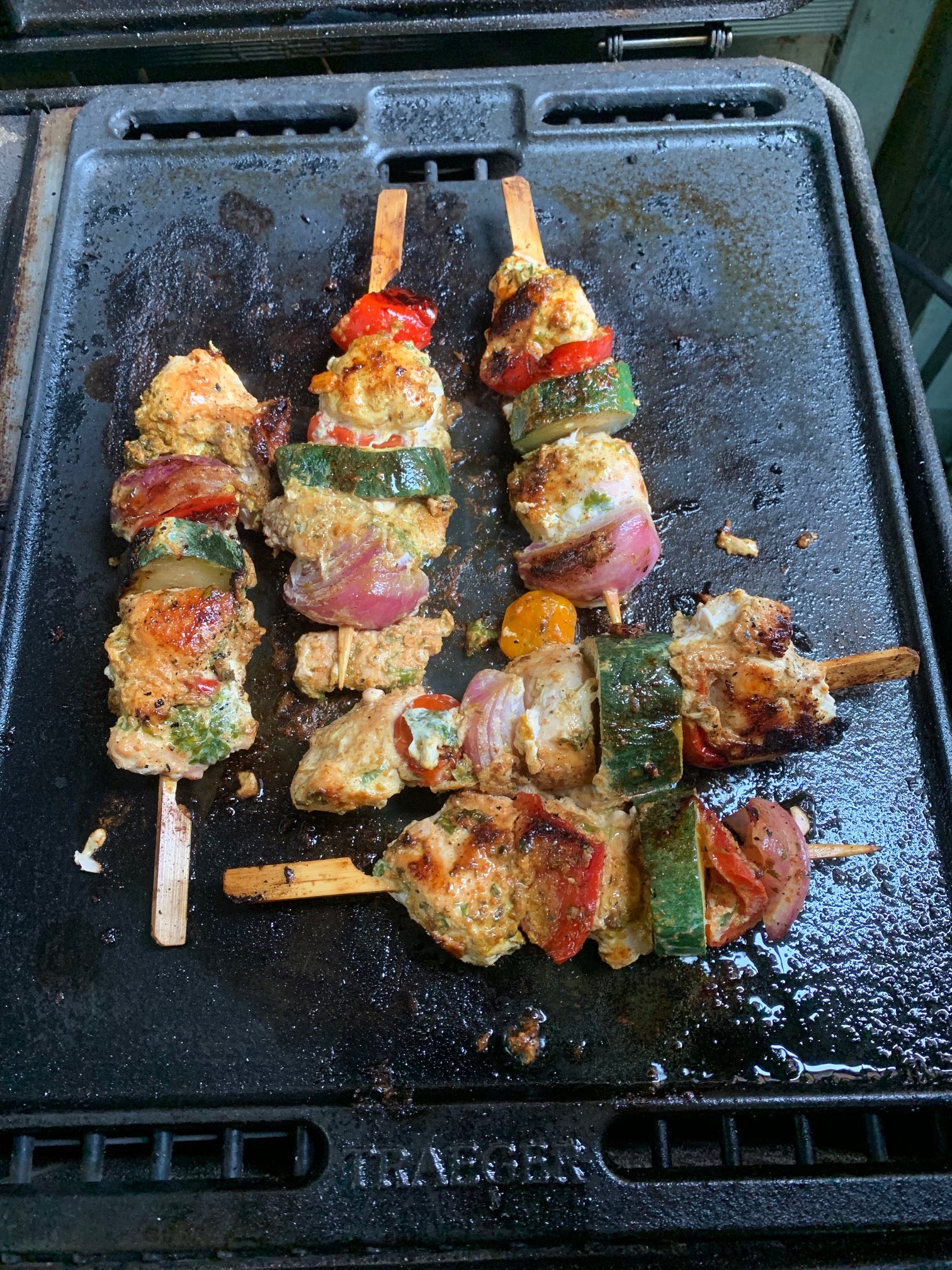 Chicken kabobs on sale on the traeger