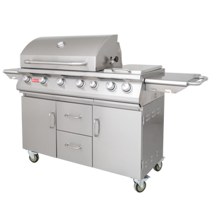 BULL 7 Burner Gas Cart BBQ With Double Side Burner, Internal lights, Rear Rotisserie Kit 28368CE- Propane GAS