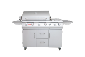 BULL 7 Burner Gas Cart BBQ With Double Side Burner, Internal lights, Rear Rotisserie Kit 28368CE- Propane GAS