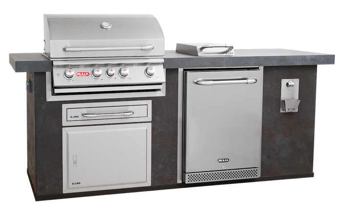 Bull ODK Prefabricated BBQ Outdoor Kitchen - Bull Angus Standard Solid Gres With SIde Burner 243cm x 79cm