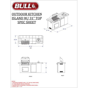 Bull ODK Prefabricated BBQ Outdoor Kitchen - Angus with Solid Gres Base 243CM X 79CM