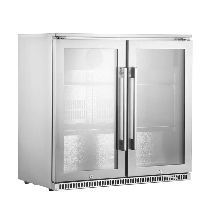 Outdoor Rated Glass door undercounter Double Fridge C2-AF