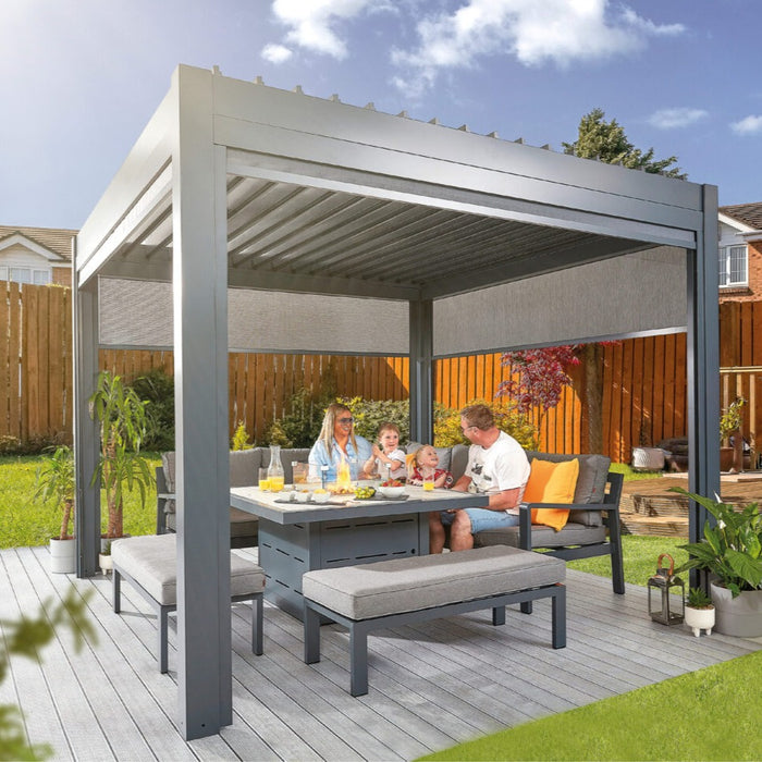 Marchington Metal gazebo with Louvered roof with Size Options