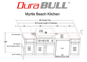 DuraBull Myrtle Beach 8Ft Straight Line Complete Outdoor BBQ Kitchen