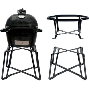 Primo Jr200 Portable Ceramic Black Oval BBQ Grill with cradle and Free standing cart 