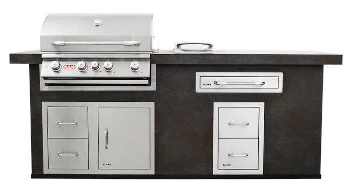 Bull ODK Prefabricated BBQ Outdoor Kitchen - Bull Angus With Drawer storage Solid Gres 243cm x 79cm