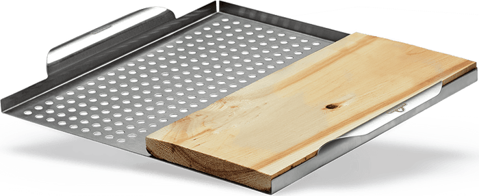 Napoleon STAINLESS STEEL MULTI-FUNCTIONAL TOPPER with Cedar Plank 70026
