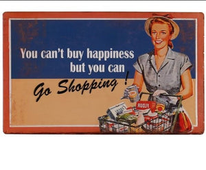 Metal Retro Wall Art Sign You Can't Buy Happiness