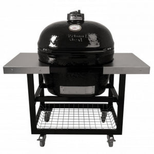 American Primo XL400 Oval Ceramic BBQ With Stainless Steel Side Shelves NEW DESIGN  Primo XL400 Oval Ceramic BBQ Cart Model Stainless Steel Side Shelves