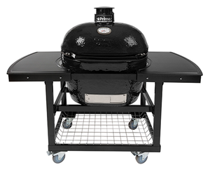 Primo Oval XL400 Ceramic Grill BBQ Metal Cart Model with HDPE Side Shelves