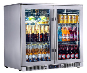 Napoleon Outdoor Rated Double Fridge 210L with Double Glass Doors and internal lights  - NFR2120OLDGL